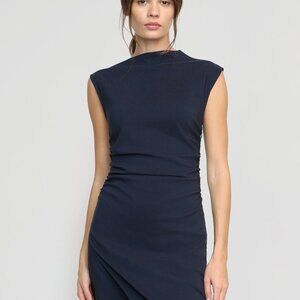 Modern Citizen Manon Asymmetric-Neck Ruched Dress Size 1XNavy / 1X